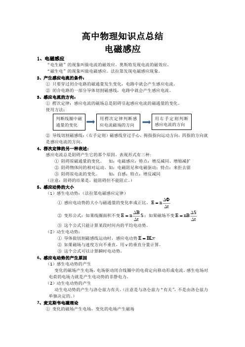 高中物理知识点总结电磁感应