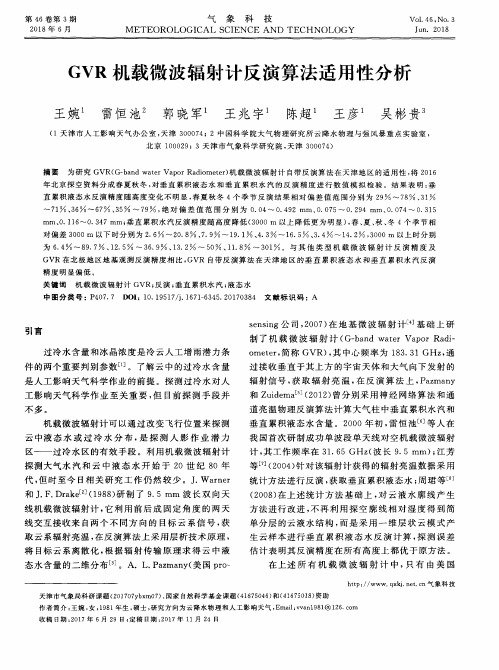 GVR机载微波辐射计反演算法适用性分析