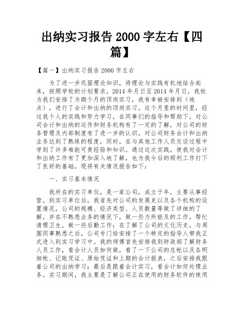 出纳实习报告2000字左右【四篇】