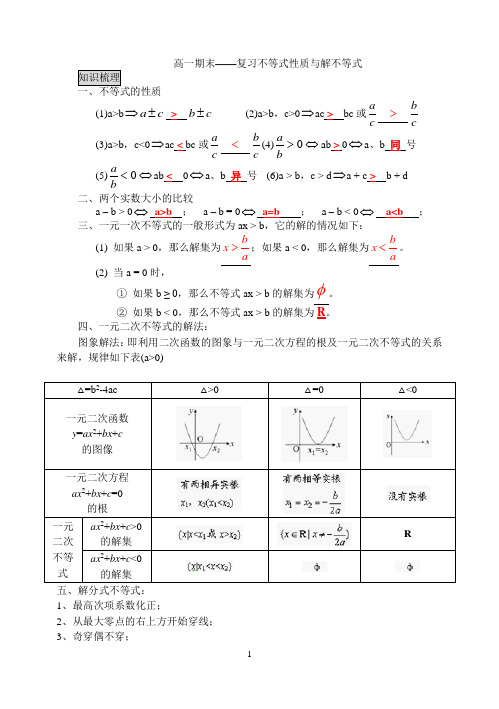 不等式性质与解不等式(有答案)