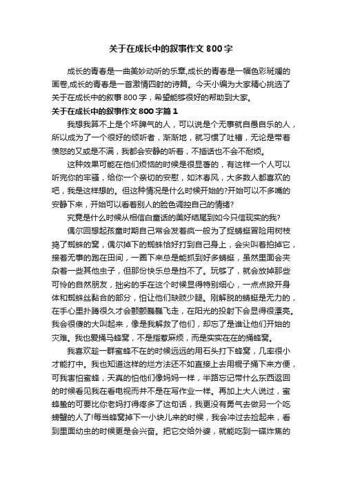 关于在成长中的叙事作文800字