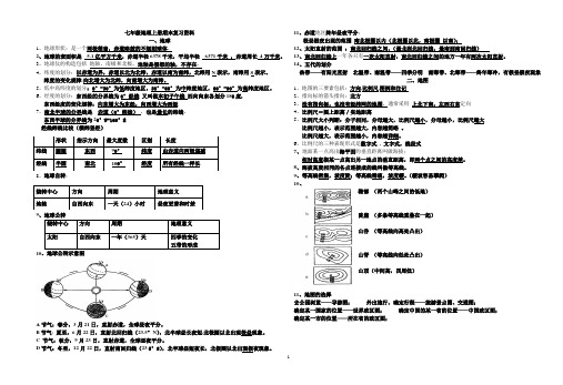 七年级地理上册期末复习资料