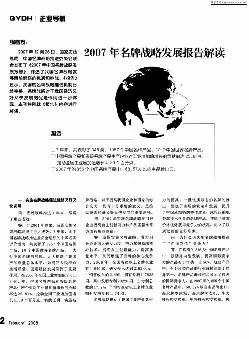 2007年名牌战略发展报告解读