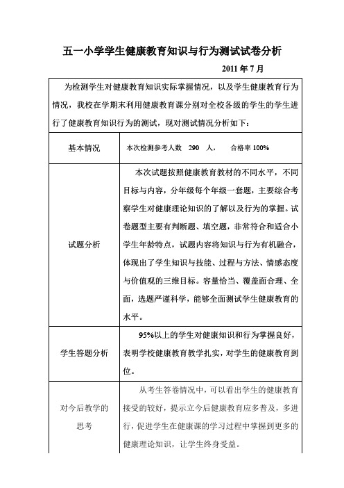 为检测学生对健康教育知识实际掌握情况