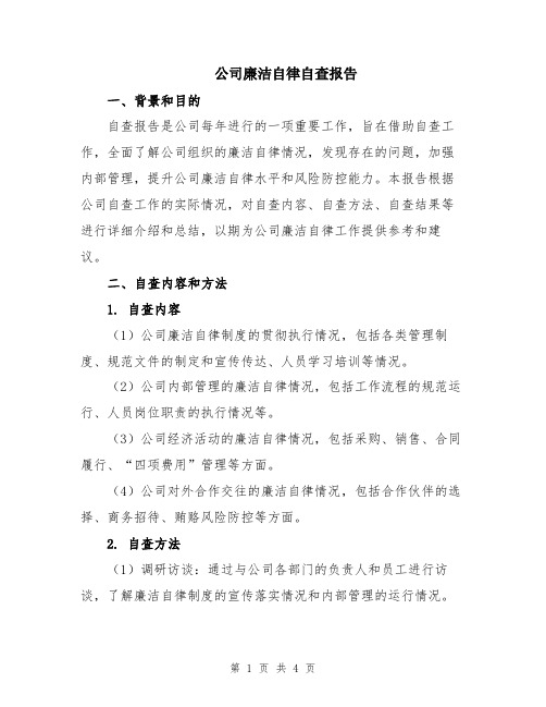 公司廉洁自律自查报告