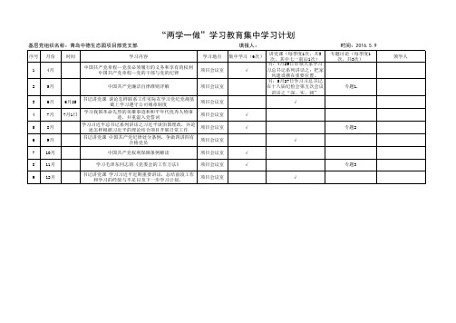 “两学一做”学习教育集中学习计划表