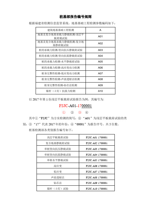 桩基部报告编号规则