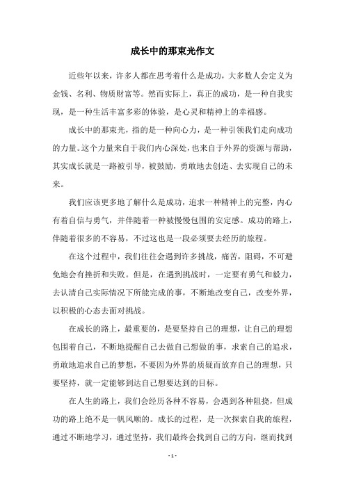 成长中的那束光作文