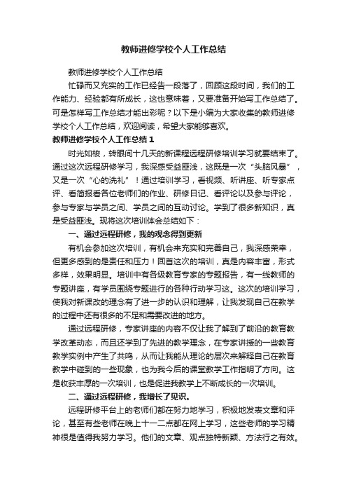 教师进修学校个人工作总结