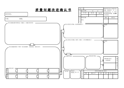 质量问题防止再发生对策报告书(模板)