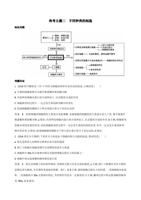 (课标专用)2020版高考生物二轮复习热考主题二不同种类的细胞精练(含解析)