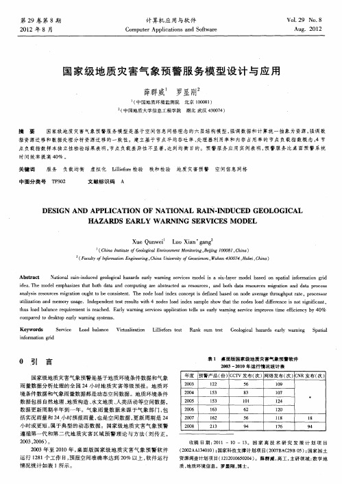 国家级地质灾害气象预警服务模型设计与应用