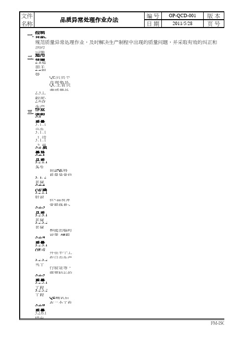 品质异常单处理作业办法