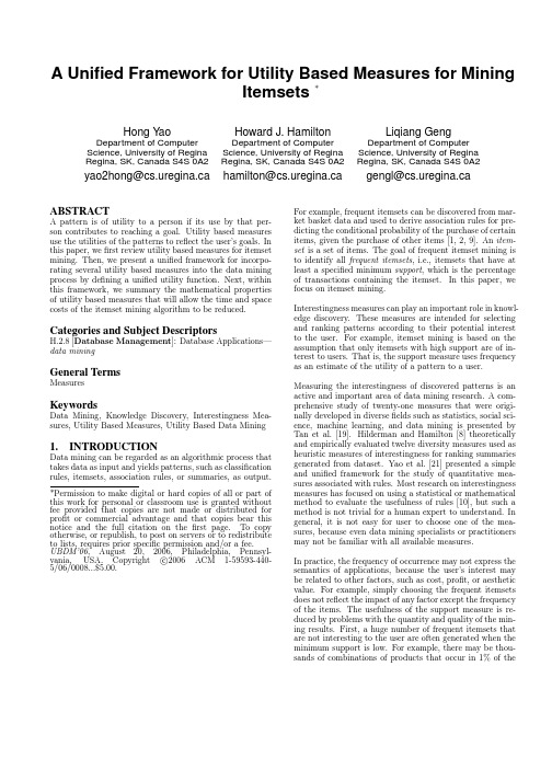 Geng L. A Unified framework for Utility based Measures for Mining Itemsets