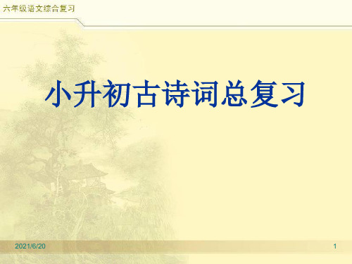 全国通用小升初语文冲刺班古诗词复习(共55张PPT)