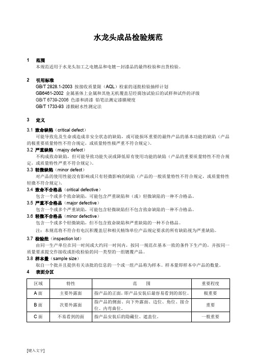 水龙头成品检验