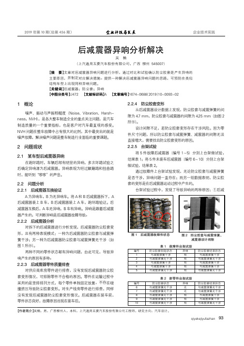 后减震器异响分析解决