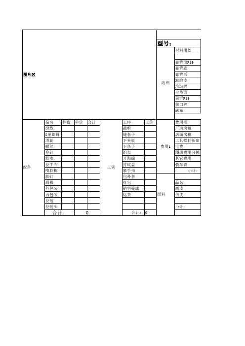 沙发成本核算表