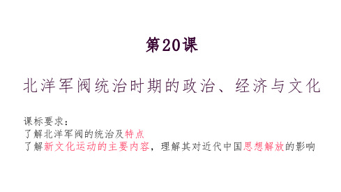 人教版必修中外历史纲要上第六单元北洋军阀统治时期的政治经济与文化ppt