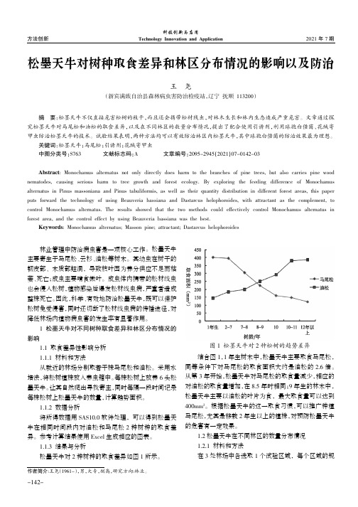 松墨天牛对树种取食差异和林区分布情况的影响以及防治