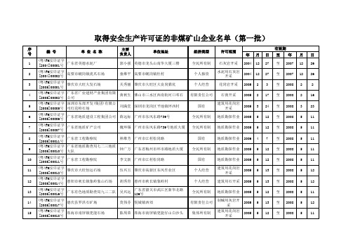 取得安全生产许可证的非煤矿山企业名单(第一批).xls