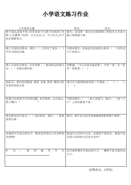 小学六年级语文自学自评III (89)