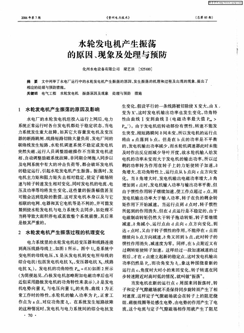 水轮发电机产生振荡的原因、现象及处理与预防