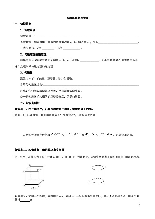 勾股定理复习课导学案