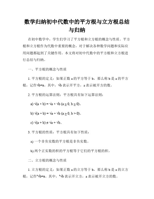 数学归纳初中代数中的平方根与立方根总结与归纳