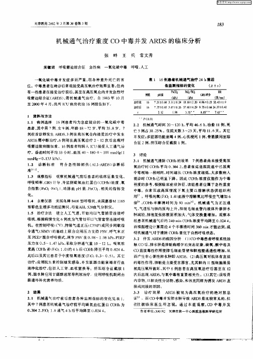 机械通气治疗重度CO中毒并发ARDS的临床分析