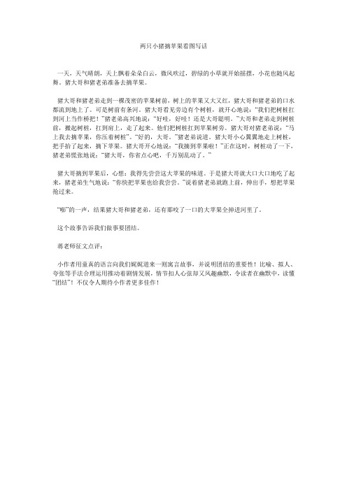 两只小猪摘苹果看图写话