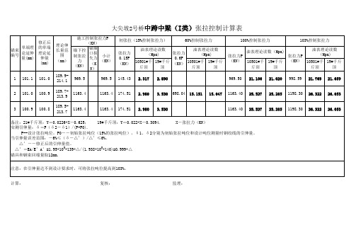 T梁张拉应力计算表.