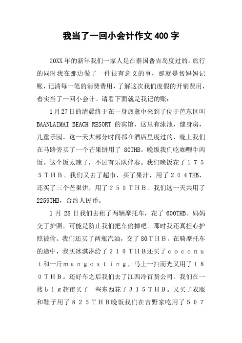 我当了一回小会计作文400字