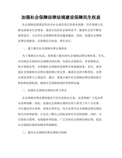 加强社会保障法律法规建设保障民生权益