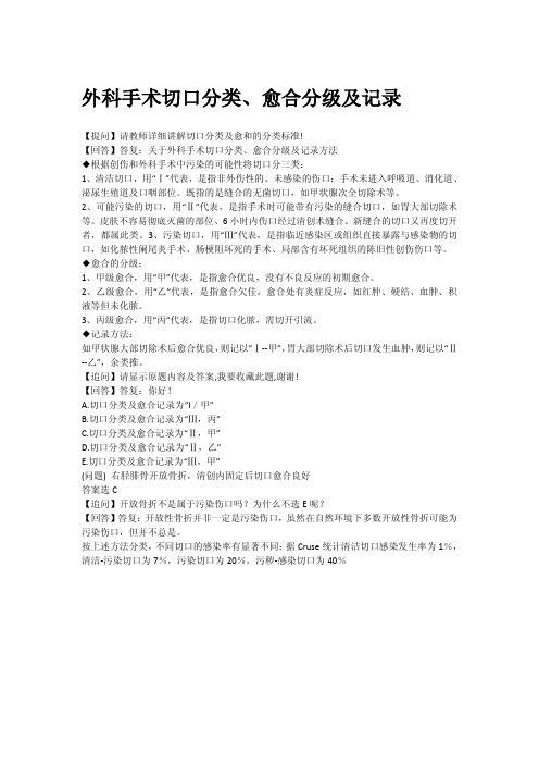 外科手术切口分类