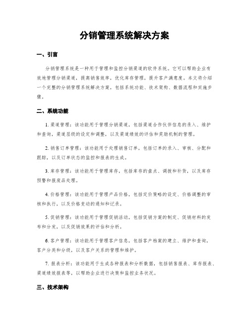 分销管理系统解决方案