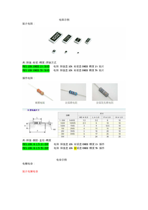 电子物料命名规则及图示(1)