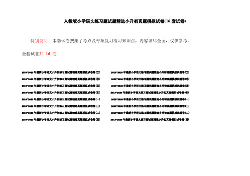 人教版小学语文练习题试题精选小升初真题模拟试卷(16套试卷)