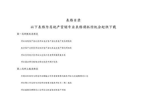 房地产相关表格_表格类模板_表格模板_实用文档