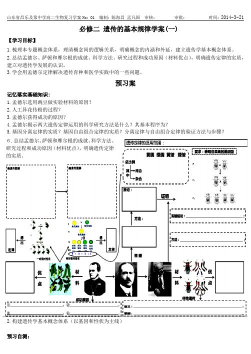 必修二(人教版)遗传的基本规律复习学案