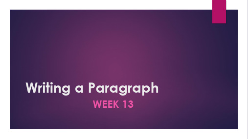 Week13--Writing a Paragraph