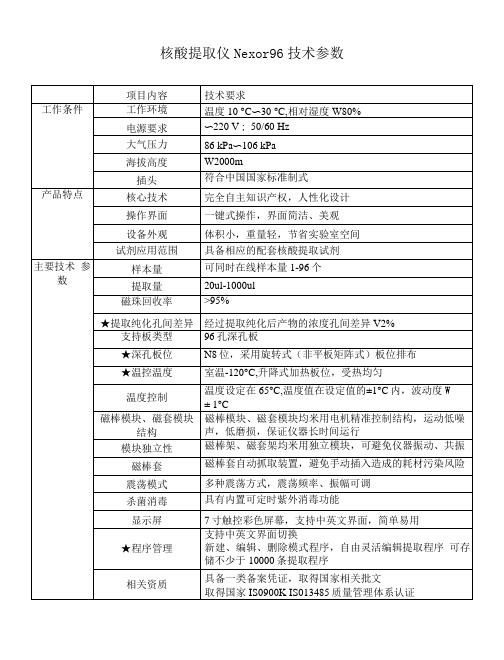 核酸提取仪Nexor96技术参数