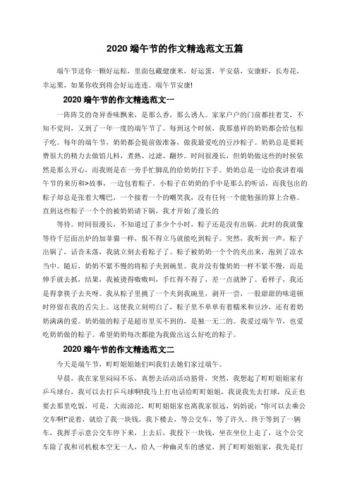 2020端午节的作文精选范文五篇
