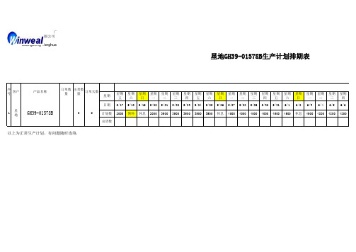 星地GH39-01578B生产计划排期表