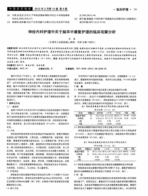 神经内科护理中关于脑卒中康复护理的临床观察分析