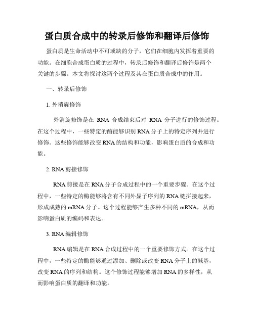 蛋白质合成中的转录后修饰和翻译后修饰