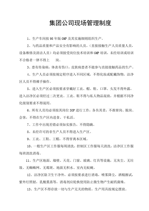 集团公司现场管理制度