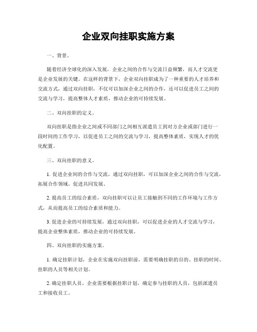 企业双向挂职实施方案