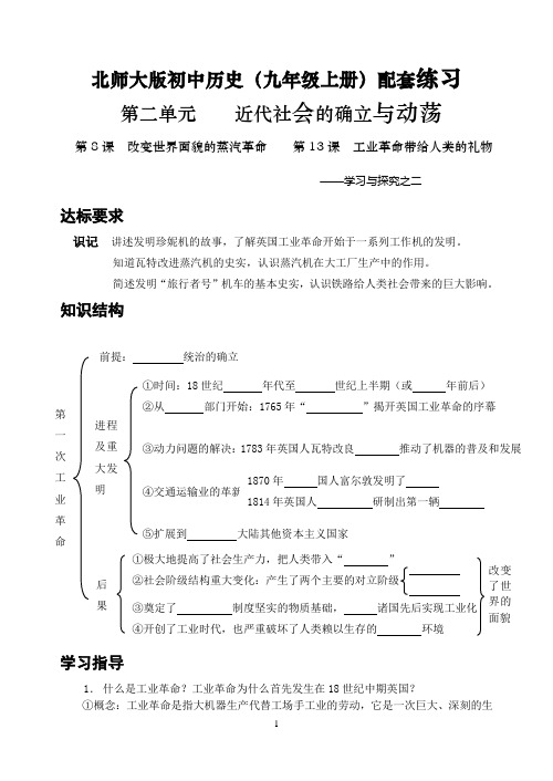 9年级历史上册配套练习