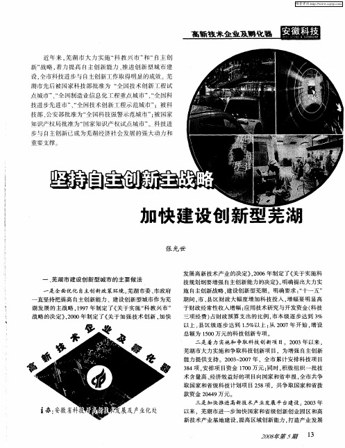 坚持自主创新主战略加快建设创新型芜湖